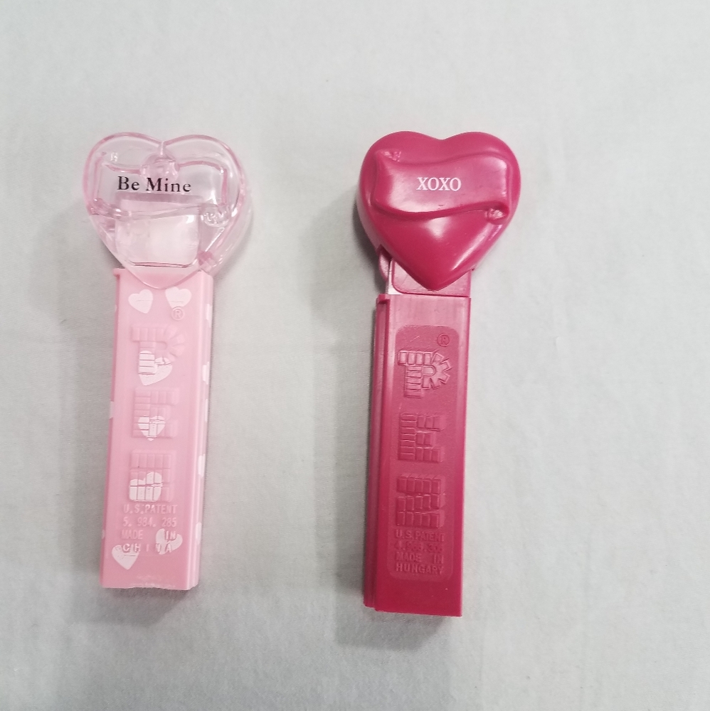 Valintine PEZ Dispensers Set of 2 Red, Pink, White